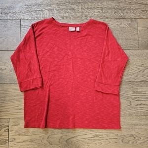 Chicos 3/4 Sleeve Tee Red Slub Size 1 Medium
